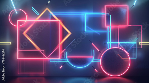 Neon-toned geometric shapes for a modern template.