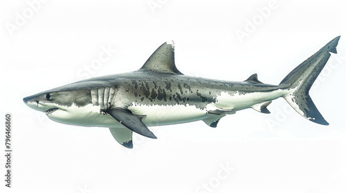 A shark swimming, isolated on a white background