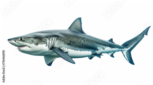 A shark swimming, isolated on a white background