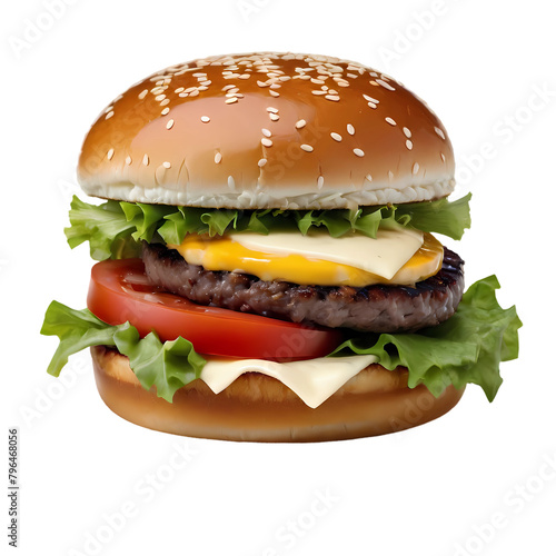 Fresh tasty burger isolated on transparent background PNG