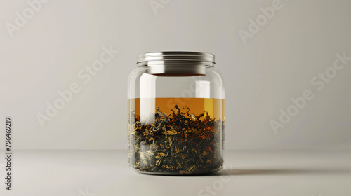 Serenity in Glass: Aromatic Tea Leaves in a Minimalist Clear Jar