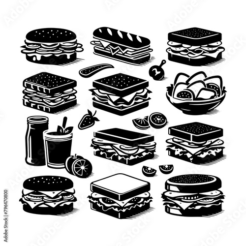 Sandwich Silhouette Image - Instant Graphic Upgrade, Minimallest Sandwich Vector
