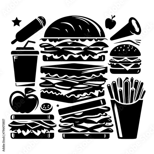 Silhouette of a Savory Sandwich - Graphic Design Must-Have, Sandwich Illustration
