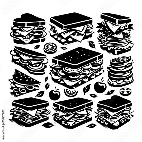 Easy-to-Use Sandwich Silhouette Graphic, Sandwich Illustration
