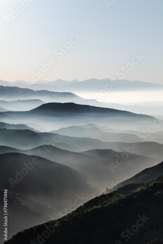 Foggy canyon ridges near Po...
