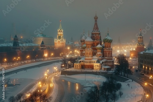  "Moscow Kremlin with St. Basil's Cathedral at Dusk"