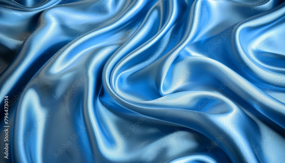Tranquil blue silk waves gentle flowing fabric, serene abstract background with space for text Tranquil blue silk waves gentle flowing fabric, serene abstract background with space for text