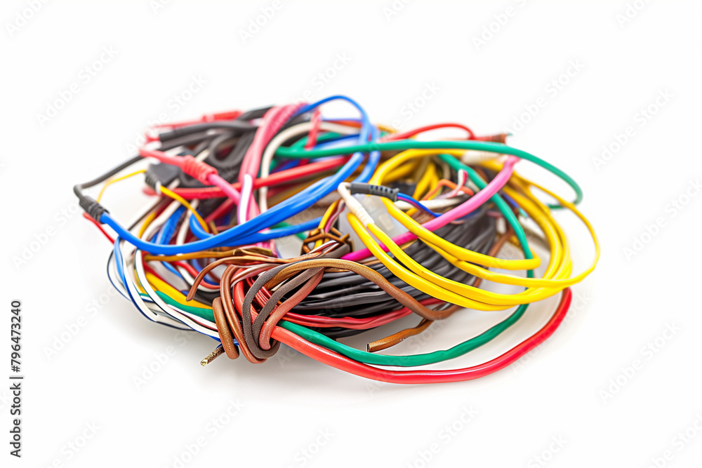 Assorted Colored Wires on White Background