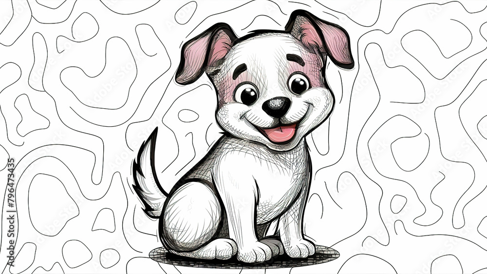 Fototapeta premium A drawing of a colorful cheerful dog