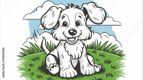 A drawing of a colorful cheerful dog