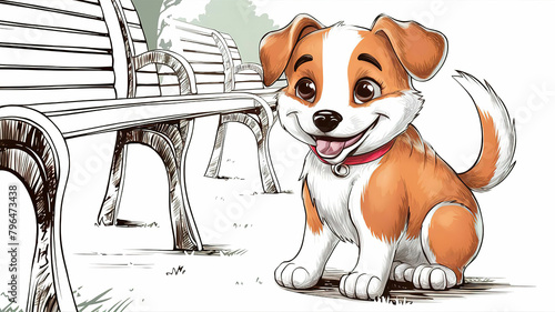 A drawing of a colorful cheerful dog