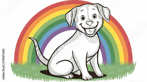 A drawing of a colorful cheerful dog