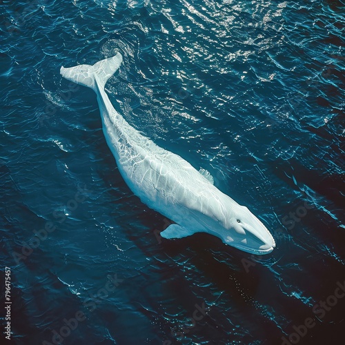 A beluga whale gracefully glides through the Arctic waters.