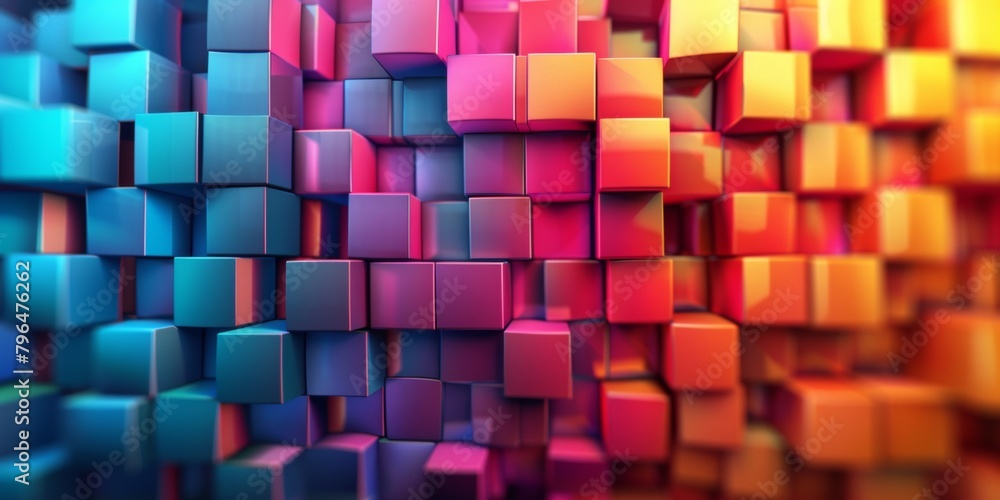 A colorful background of blocks with a blue square in the middle A colorful background of blocks with a blue square in the middle