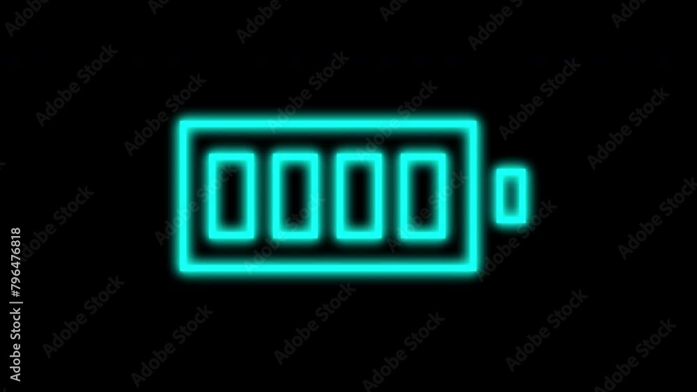 Blue Line Neon Battery Sign Animation Blue Line Neon Battery Sign Animation