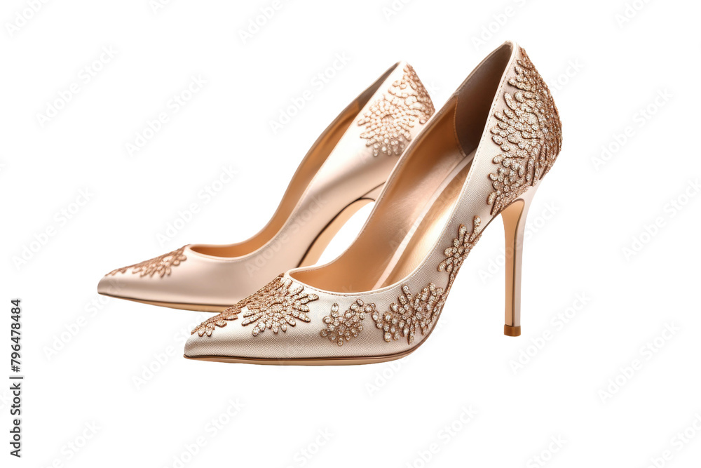 Naklejka premium Ethereal Elegance: A Pair of Womens Shoes. On a White or Clear Surface PNG Transparent Background.
