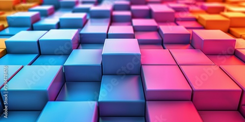 A colorful image of blocks in various shades of blue, pink, and yellow