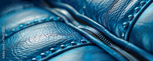 Blue Couch Zipper Close-up Leather product.