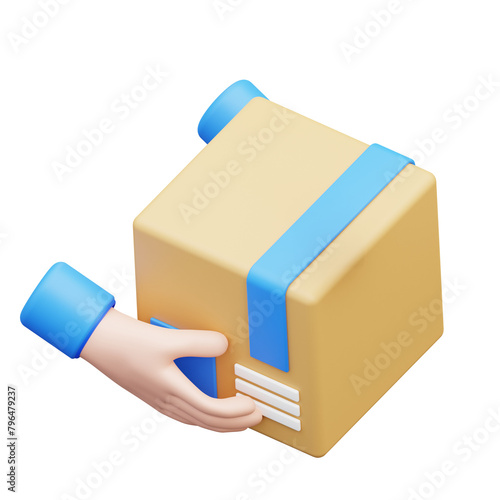 3d illustration hand and package