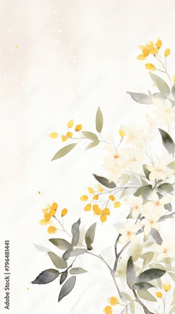 Osmanthus flower chinese brush backgrounds painting pattern.