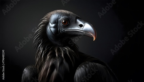 Vulture head on black background