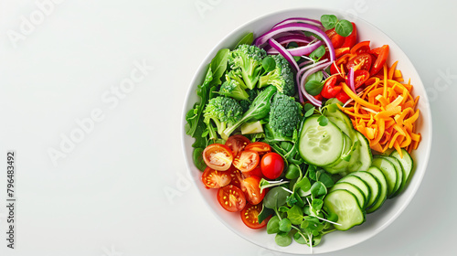 Fresh Feast: Vibrant Salad Ingredients in a Minimalist White Bowl