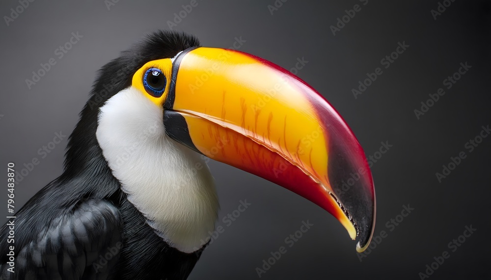 Fototapeta premium Head of a toucan on dark background