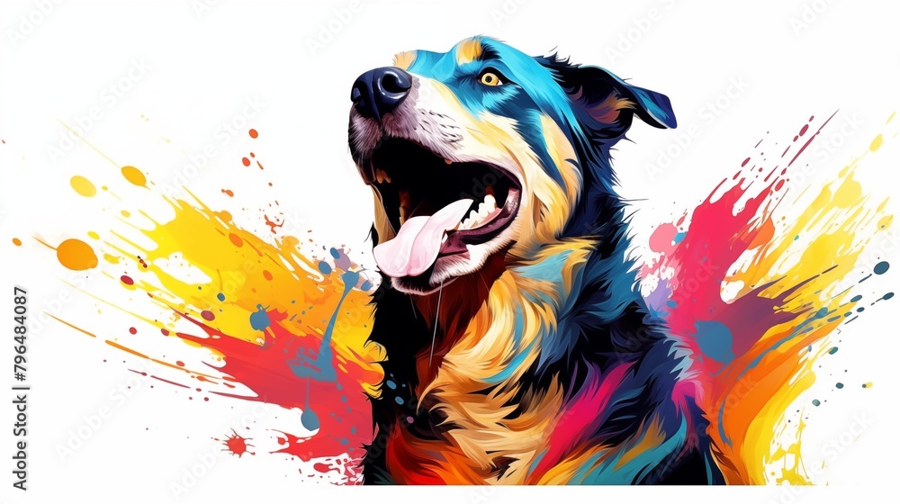 Abstract Colorful Illustration of a Dog on a White Background Abstract Colorful Illustration of a Dog on a White Background