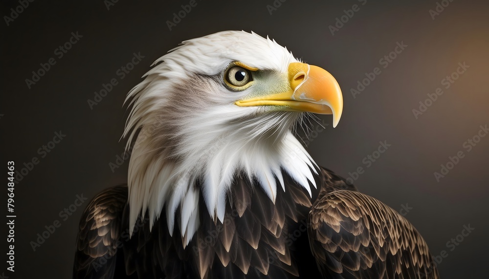 Bald eagle head on dark background Bald eagle head on dark background