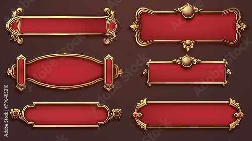 Elegant red and gold banners on luxury background