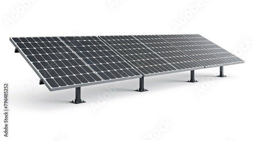 Large solar panel on a stand, isolated on a white background