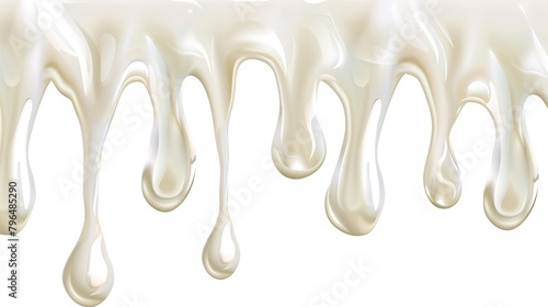 Dripping white cream or milk isolated on transparent background