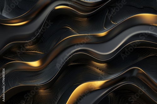 ondas metálicas de estilo lujoso. dorado y negro