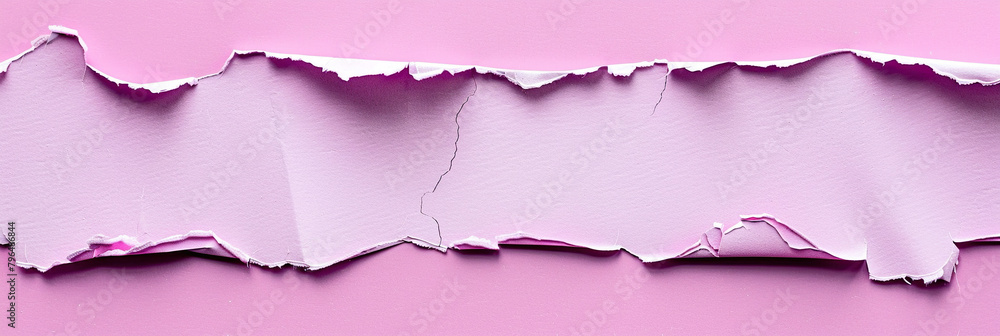 Fototapeta premium Torn bright pink paper background with space for text, vivid Lavender color banner.