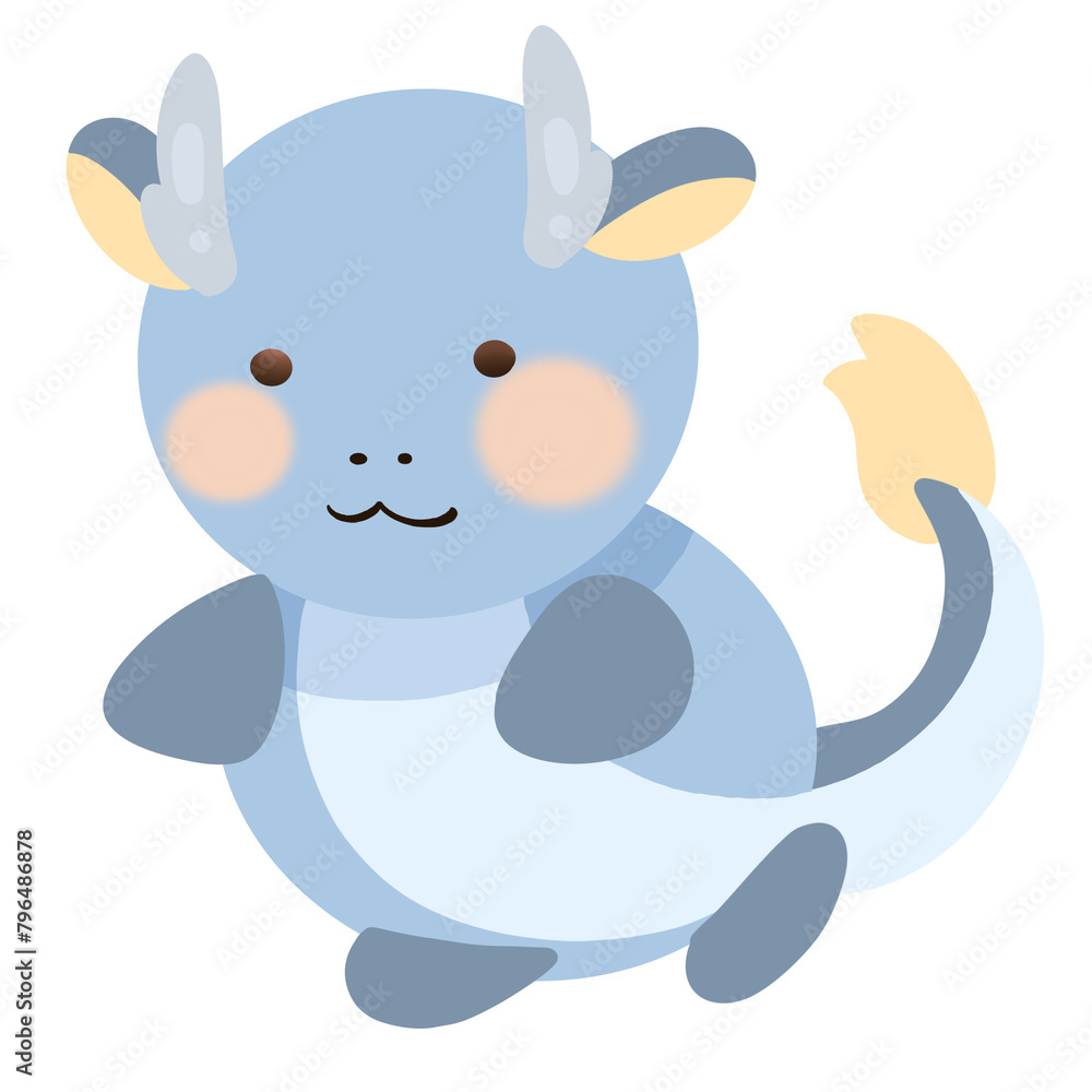 A clip art of a blue cartoon dragon A clip art of a blue cartoon dragon