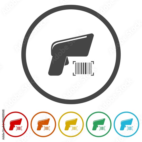 Market bar code scanner icon. Set icons in color circle buttons © sljubisa