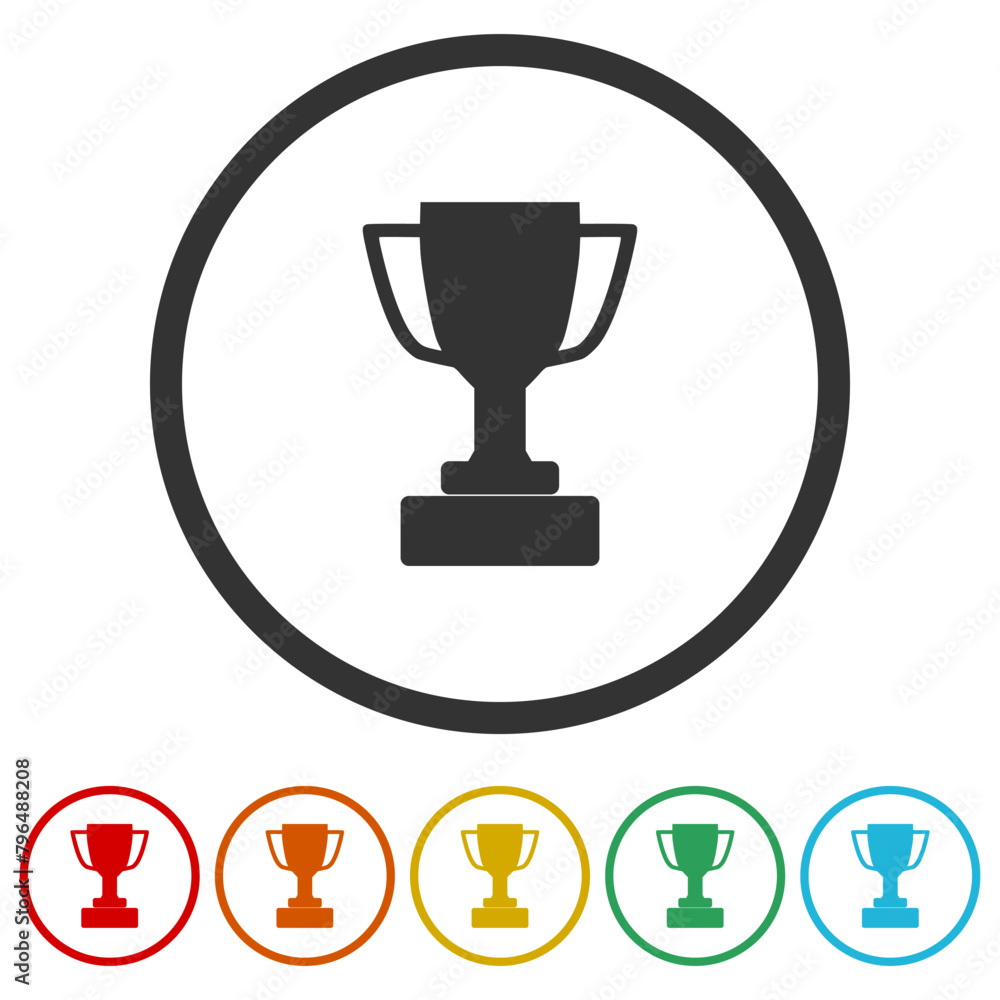 Trophy icon. Set icons in color circle buttons Trophy icon. Set icons in color circle buttons