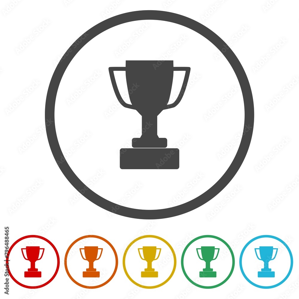 Trophy icon. Set icons in color circle buttons Trophy icon. Set icons in color circle buttons