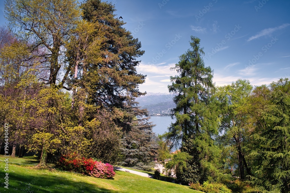 View of the Stresa botanical gardens in springtime