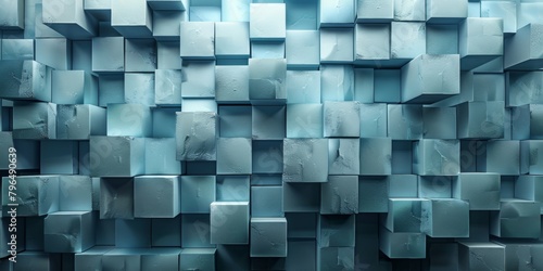 A wall of blue cubes with a white border