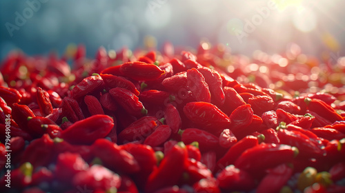 Goji Berries, Contain vitamins, minerals, and antioxidants, futuristic background
 photo