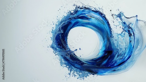 Refreshing Splash: Blue Water Swirl Cut Out on White Background - Aquatic Energy, Backdrop Style