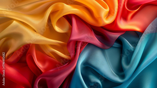 Texture of folded color fabric closeup © Ghazanfar