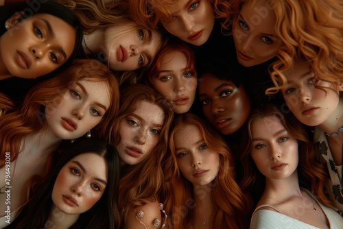 Faces of models of different nationalities and ages. Lots of beautiful girls. Fashion and women's beauty industry