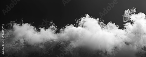 White Clouds on black background fluffy white cloud isolated on Close-up of steam or abstract white smog rising above.