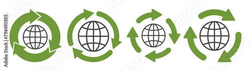 Planet recycling icon on white background