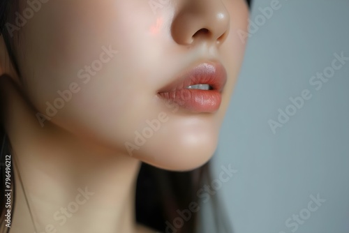 Enhancement of an Asian woman's jawline and chin through buccal fat removal: Before and after results. Concept Cosmetic Surgery, Buccal Fat Removal, Jawline Enhancement, Chin Augmentation photo
