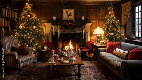 Christmas at the manor  English countryside decoration and interior decor