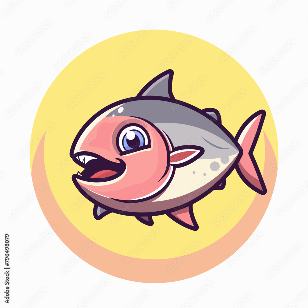 Cute cartoon fish character. Vector illustration in a flat style. Cute cartoon fish character. Vector illustration in a flat style.