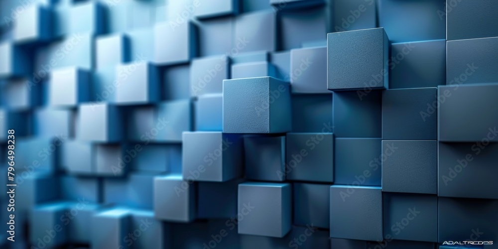 A blue wall made of cubes A blue wall made of cubes
